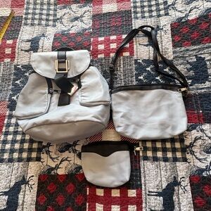 Ryan Marie Stylish Gray  3 pc Backpack and Pouch Set